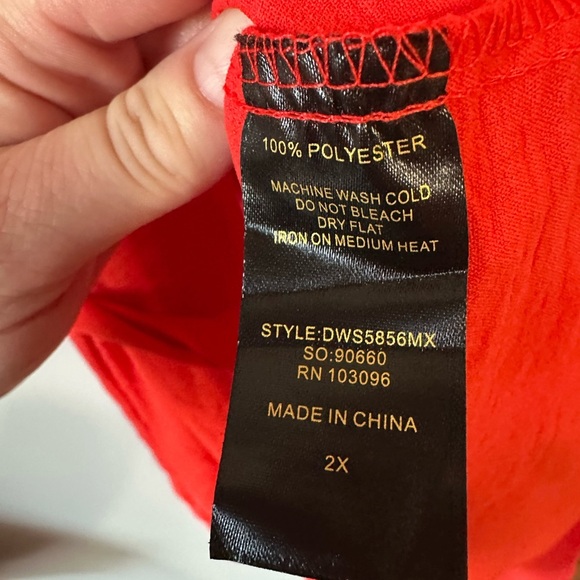 Red Midi Shirt Dress size 2x collar and belt Lexington Ave - Picture 2 of 5